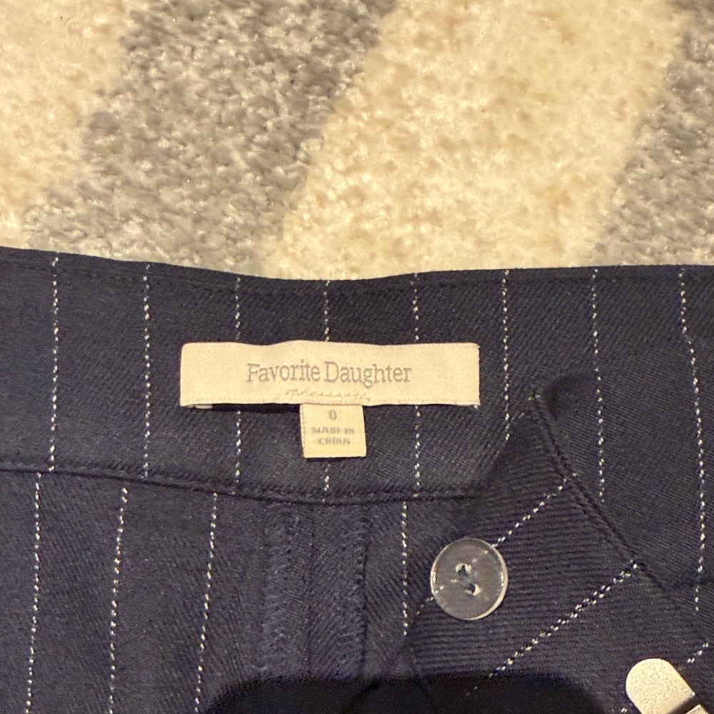 Favorite Daughter Dark Blue Striped Trousers